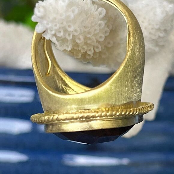 Reddish Brown Faceted Cabochon Sheila Fajl GLOW Statement Cocktail Ring 10 - Picture 10 of 15